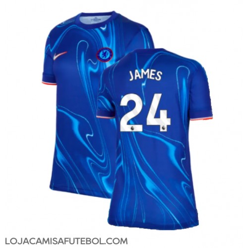 Camisa de Futebol Chelsea Reece James #24 Equipamento Principal Mulheres 2024-25 Manga Curta